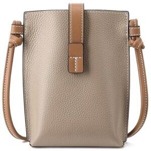 Pink & Brown Leather Small Crossbody Bags Phone Purse Minimalism Travel Bag